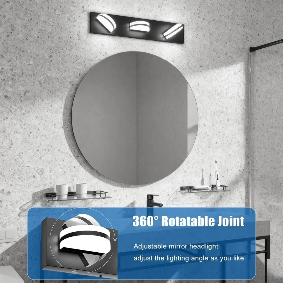 19-inch 3-Light LED Vanity Light, Dimmable, Black image indicator(5)