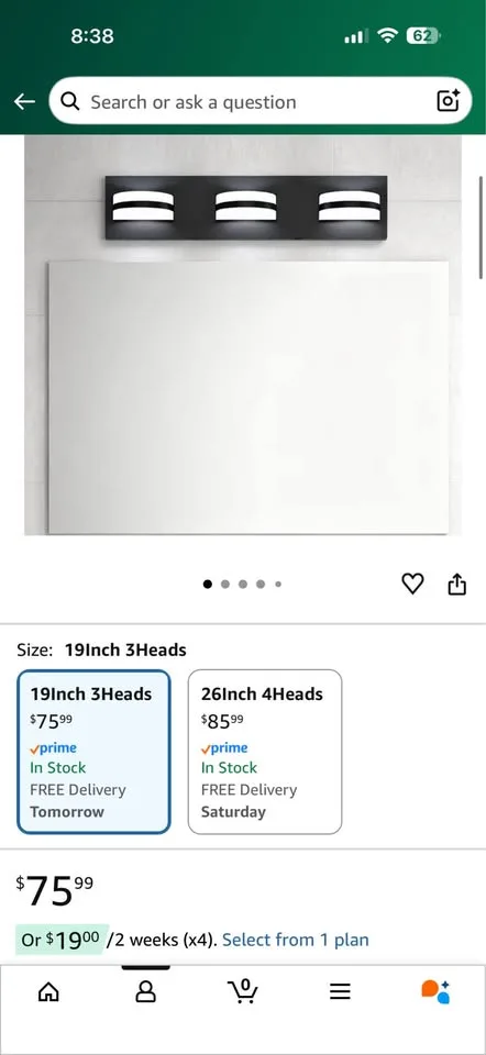 19-inch 3-Light LED Vanity Light, Dimmable, Black image indicator(8)