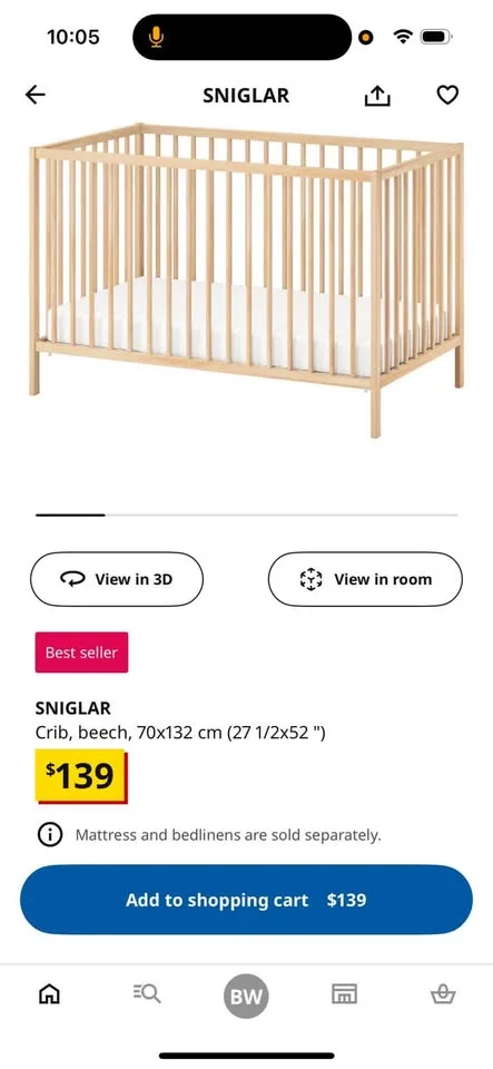 IKEA Sniglar crib with IKEA mattress image indicator(7)