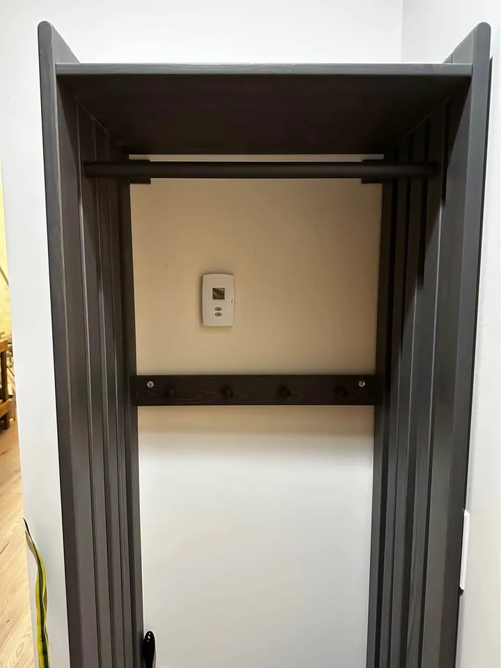 PANGET Coat rack with shoe storage unit, dark gray/stained, 23 3 image indicator(3)