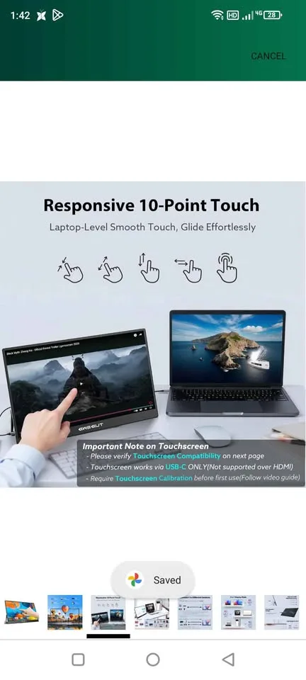 Portable Monitor, 15.6-Inch Touch Screen - Brand New image indicator(3)