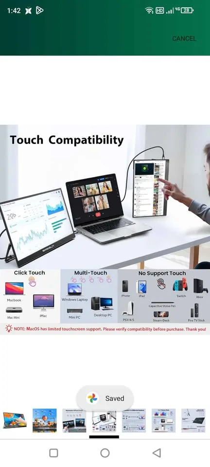 Portable Monitor, 15.6-Inch Touch Screen - Brand New image indicator(4)