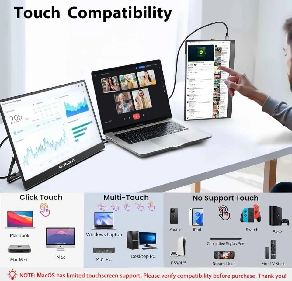 Portable Monitor, 15.6-Inch Touch Screen - Brand New image indicator(5)