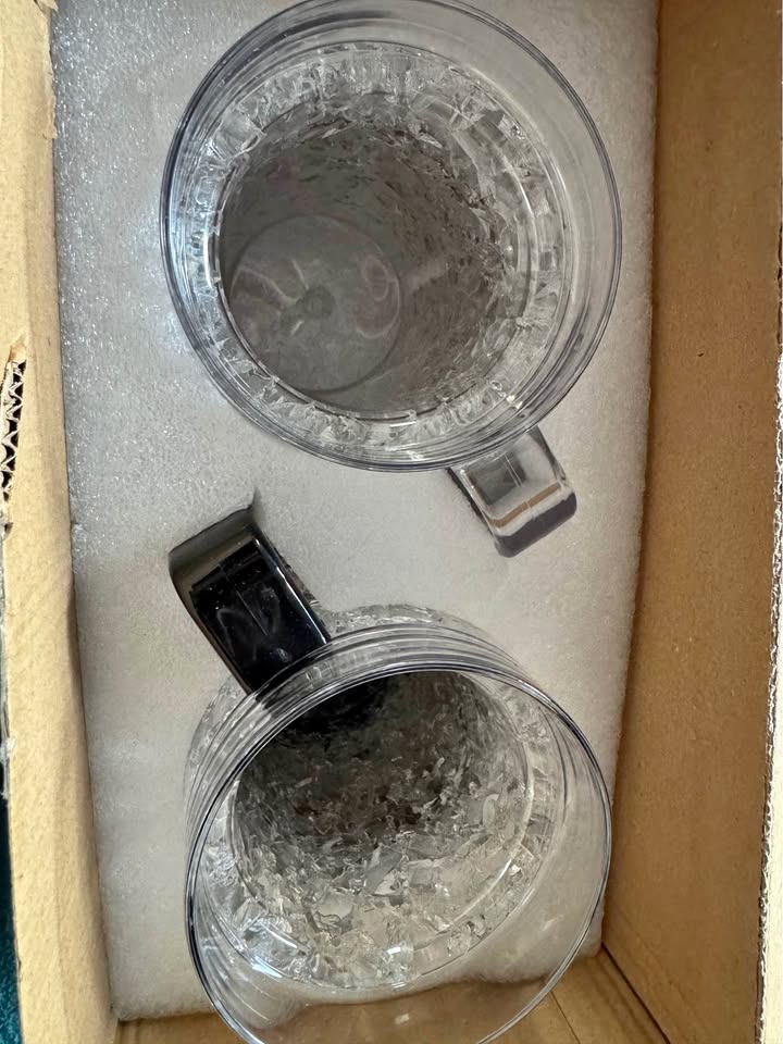 Double Wall Gel Frosty Freezer Ice Mugs Clear 16oz Set of 2