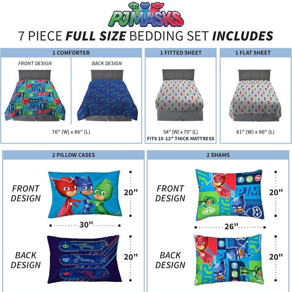 PJ Masks Comforter & Sheet Set 7 Piece Full Size - photo 3