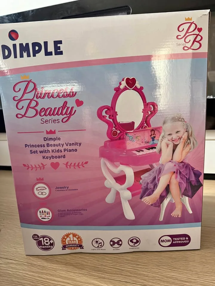 DIMPLE 2-in-1 Musical Piano Vanity Set Girls Toy Makeup