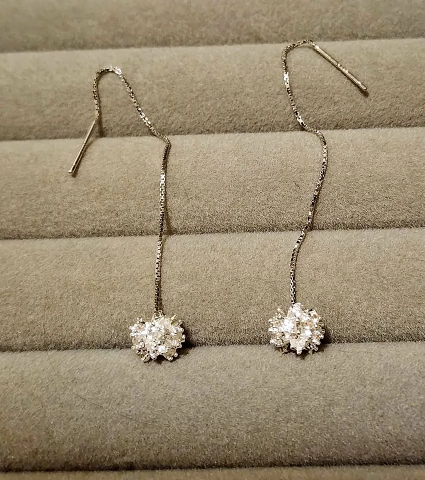 New 24K white gold plated Threader Earrings