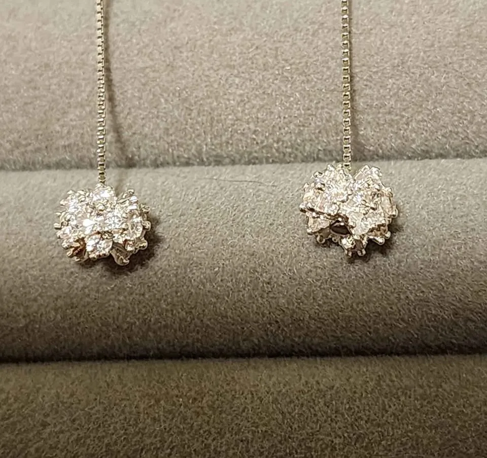 New 24K white gold plated Threader Earrings image indicator(3)