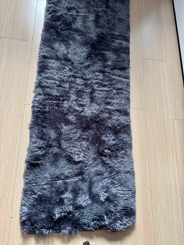 Runner Rug for Bedroom Black Grey 2x8ft Fluffy Area Rug