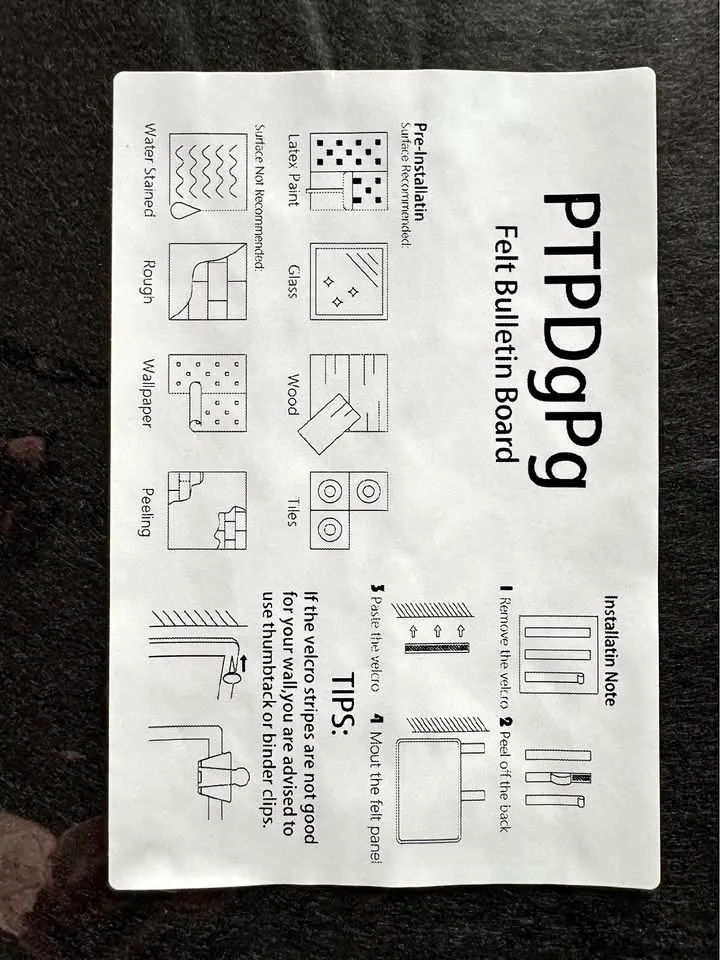 Large Bulletin Board 48 x 36”, Felt Pin Boards, Photo Display