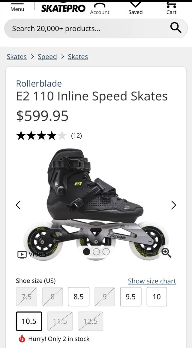 Rollerblade E2 110 Pro Inline Speed Skate mens 9 women’s 11 image indicator(8)