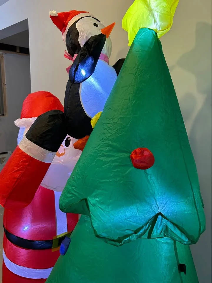 6 FT Inflatable Christmas Tree & Santa Claus w/ LEDs & Air Blowe image indicator(3)