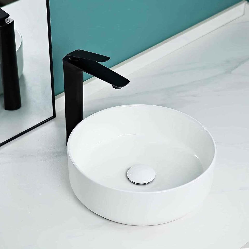 14" Round Vessel Sink with Drain