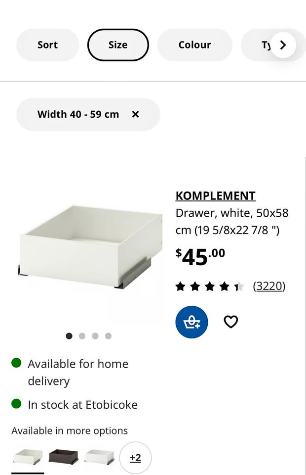KOMPLEMENT Drawer, white, 50x58 cm (19 5/8x22 7/8 ")
