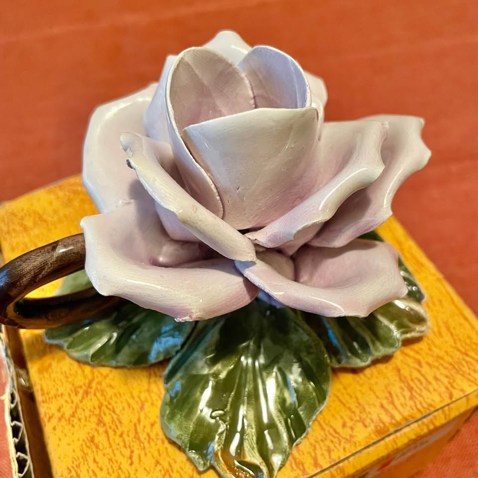 🇮🇹Italian Candle Holder - Ceramic Purple Rose - photo 2