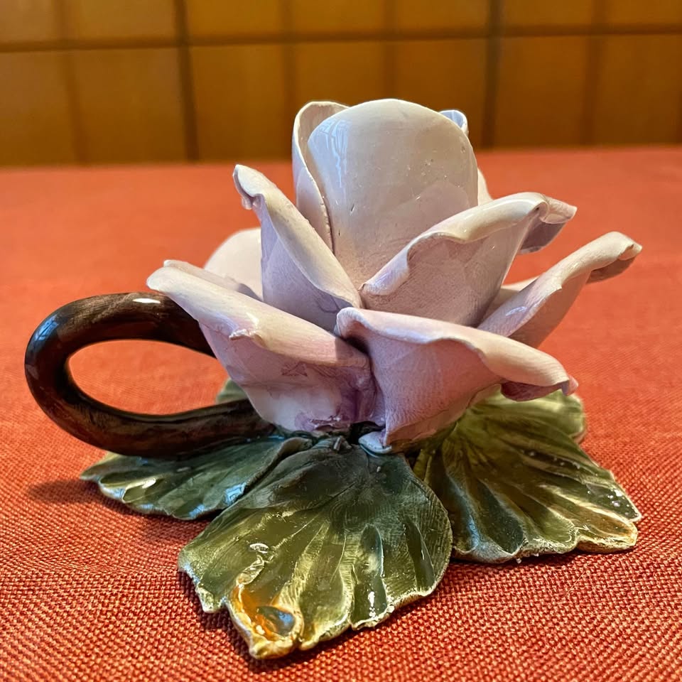 🇮🇹Italian Candle Holder - Ceramic Purple Rose - photo 3