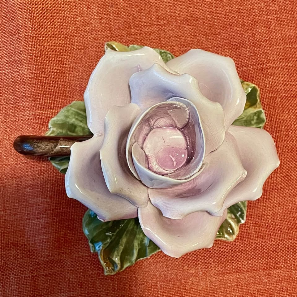 🇮🇹Italian Candle Holder - Ceramic Purple Rose - photo 4