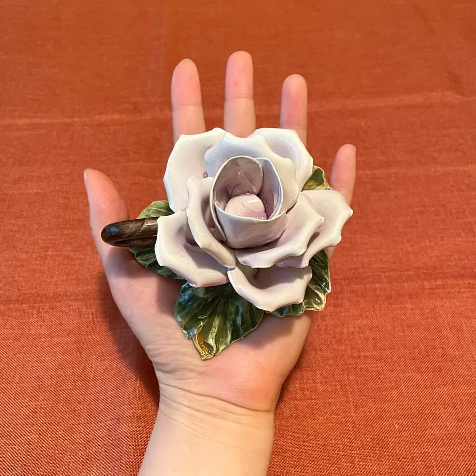 🇮🇹Italian Candle Holder - Ceramic Purple Rose image indicator(6)