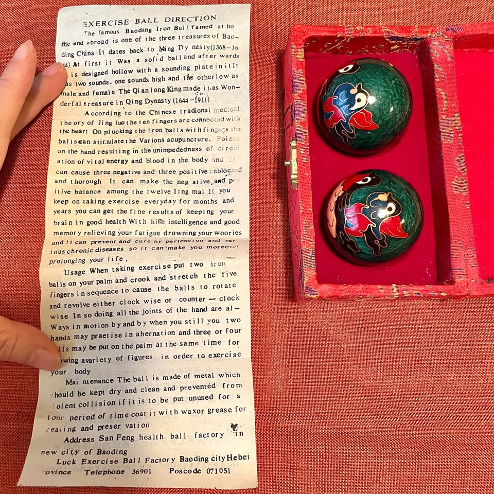 Vintage✨Chinese Decorative Baoding Balls in Red Box - photo 2