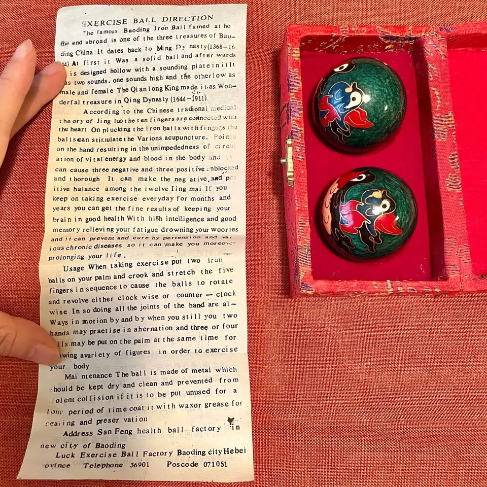 Vintage✨Chinese Decorative Baoding Balls in Red Box image indicator(2)