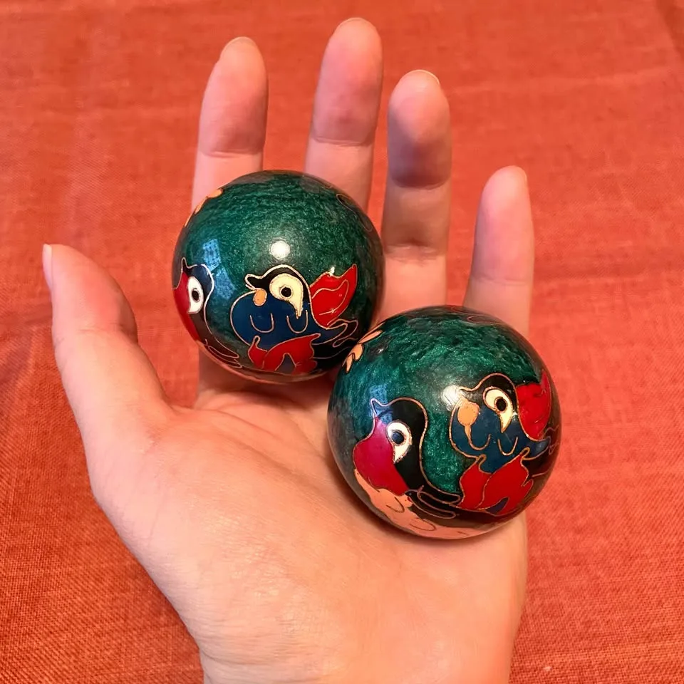 Vintage✨Chinese Decorative Baoding Balls in Red Box image indicator(3)