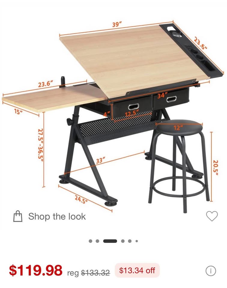 Adjustable Drawing / Drafting Table — STOOL NOT INCLUDED - photo 2