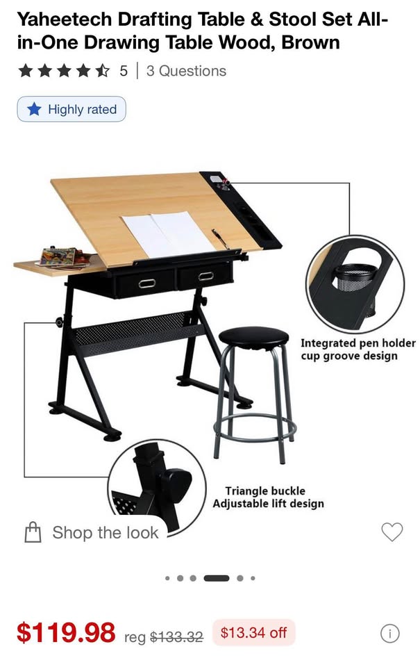 Adjustable Drawing / Drafting Table — STOOL NOT INCLUDED - photo 3