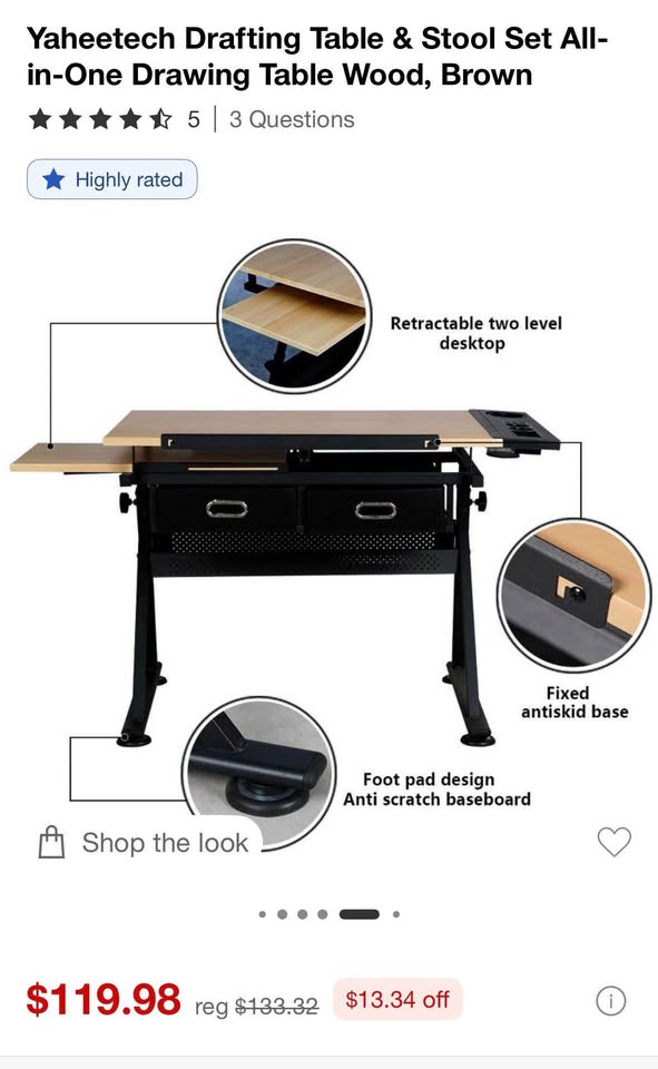 Adjustable Drawing / Drafting Table — STOOL NOT INCLUDED - photo 4