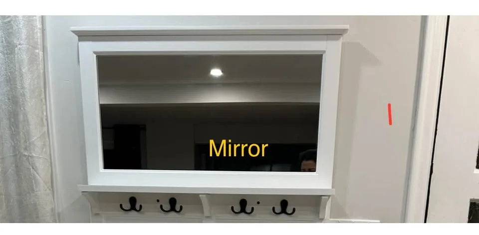 Entryway Bench and Coat Rack with 4 Hooks, 2 Drawers with mirror image indicator(3)