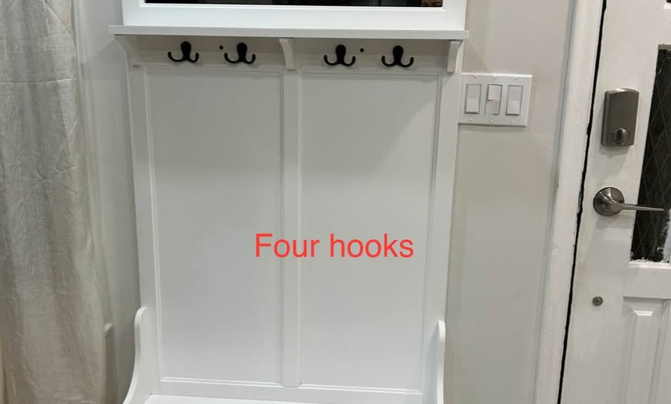 Entryway Bench and Coat Rack with 4 Hooks, 2 Drawers with mirror - photo 5