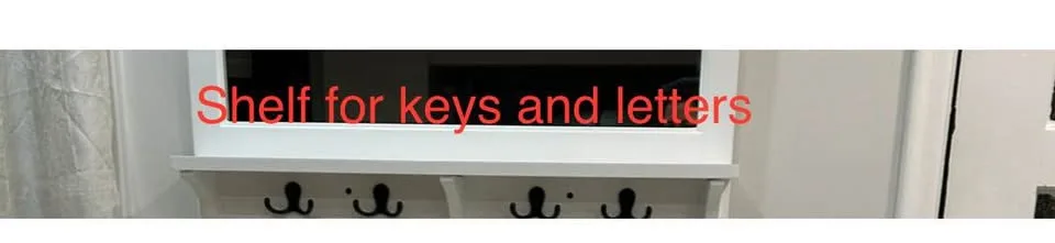 Entryway Bench and Coat Rack with 4 Hooks, 2 Drawers with mirror image indicator(6)