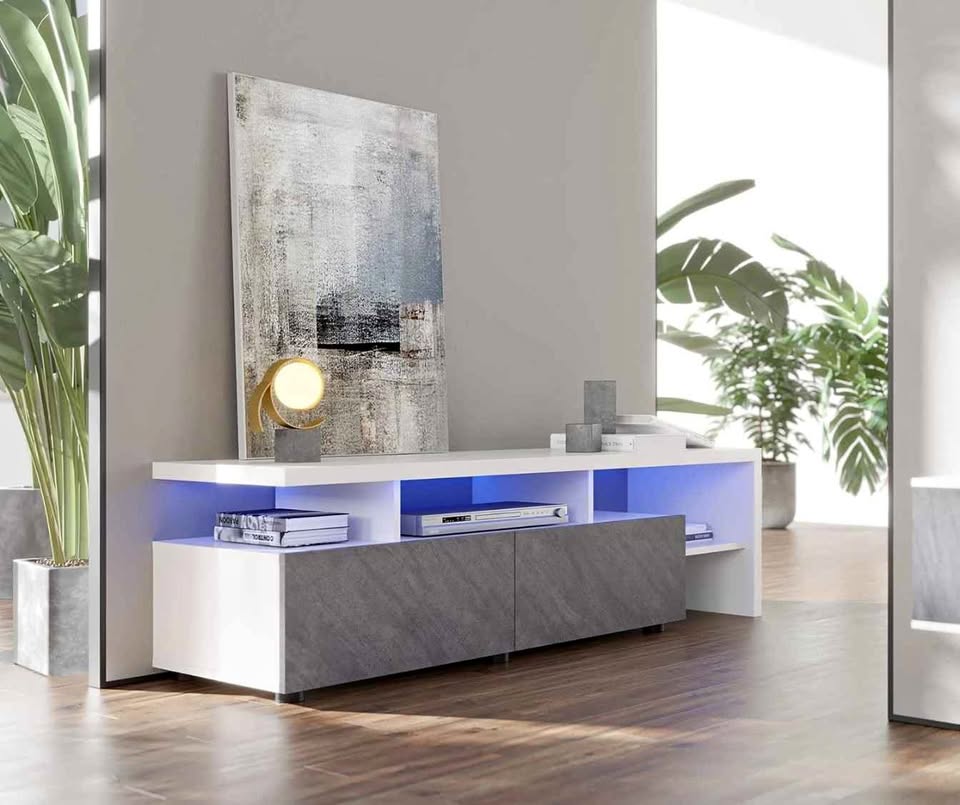 Modern Low Media Console Credenza