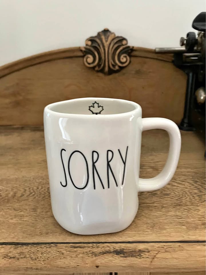 Rae Dunn 2019 Canada Day Mug Sorry Black Leaf