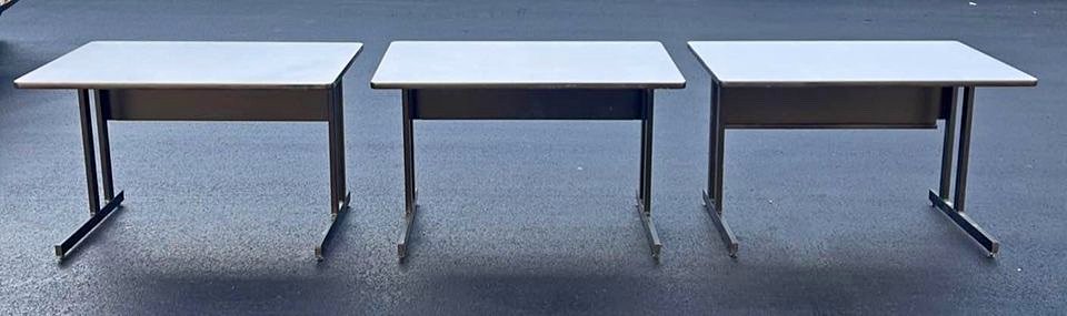 Set of 3 Grey Laminate Office Desks – Excellent Condition