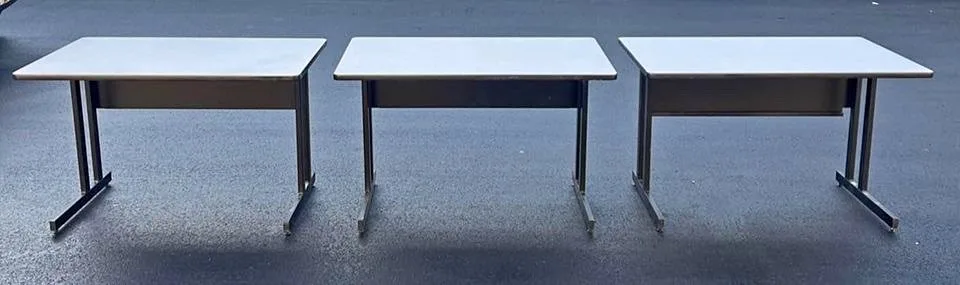 Set of 3 Grey Laminate Office Desks – Excellent Condition thumbnail