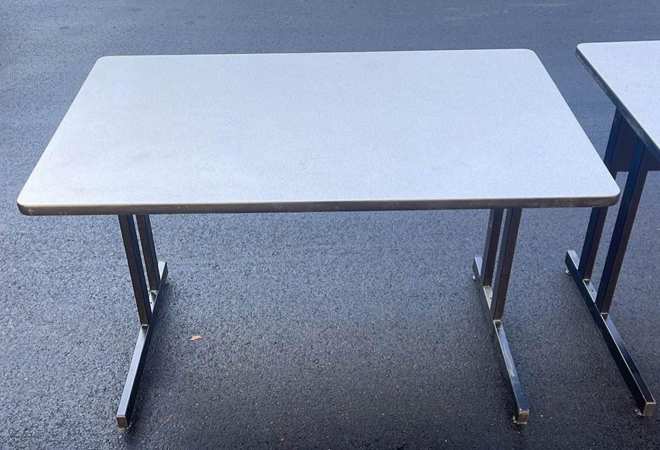 Set of 3 Grey Laminate Office Desks – Excellent Condition - photo 2