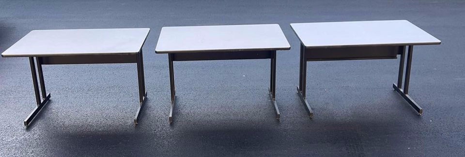 Set of 3 Grey Laminate Office Desks – Excellent Condition - photo 3