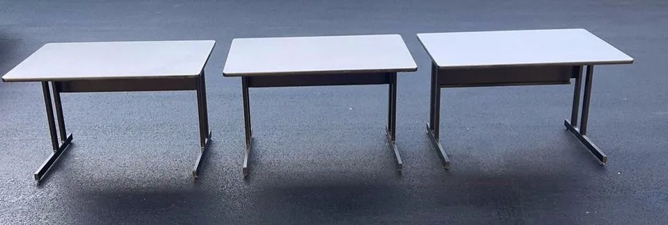 Set of 3 Grey Laminate Office Desks – Excellent Condition image indicator(3)