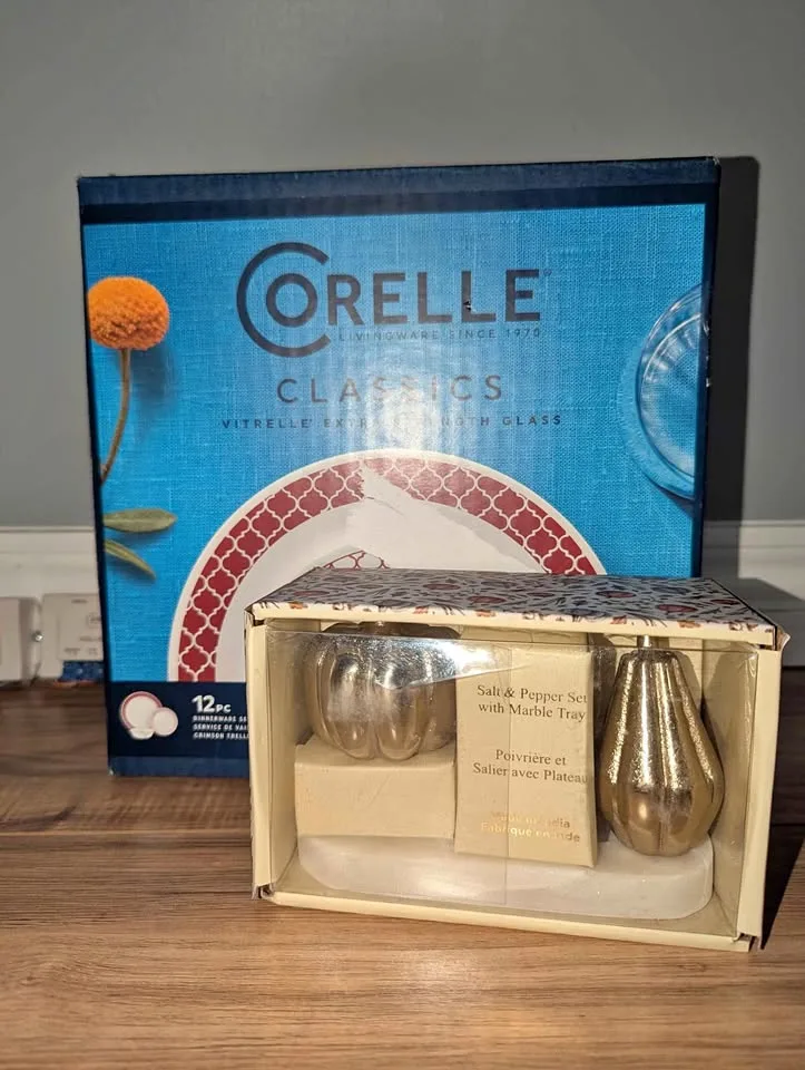 Corelle Sadie 12-Piece Dinnerware Set + Salt & Pepper