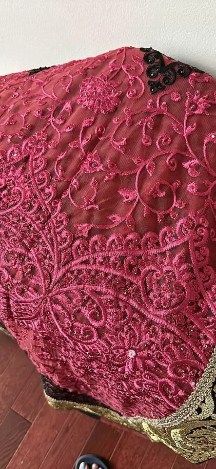 Beautiful saree red gold black