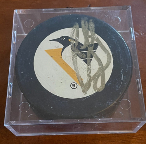 RON FRANCIS AUTOGRAPH PENGUIN INGLASCO OFFICIAL GAME PUCK