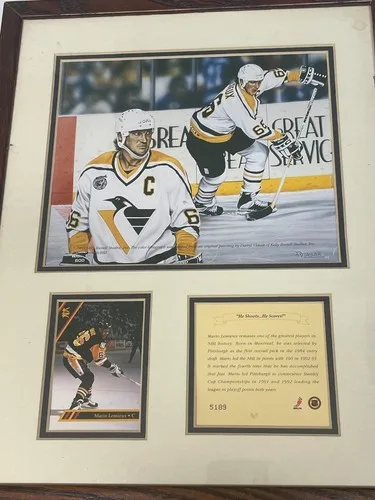 MARIO LEMIEUX Framed Limited Edition HOF NHL PENGUINS #66