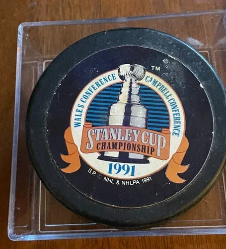 1991 NHL Stanley Cup Final Game Puck