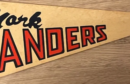 1970 Vintage NY ISLANDERS NHL banner 29” x 12” image indicator(4)