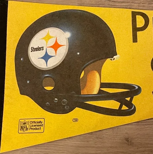 1980 NFL PITTSBURGH STEELERS vtg 3DLogo Pennant 30"x12" image indicator(4)