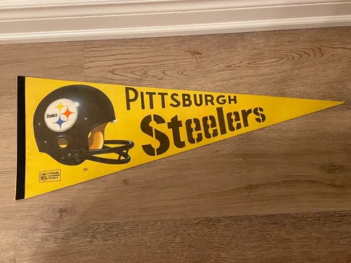 1980 NFL PITTSBURGH STEELERS vtg 3DLogo Pennant 30"x12" image indicator(8)