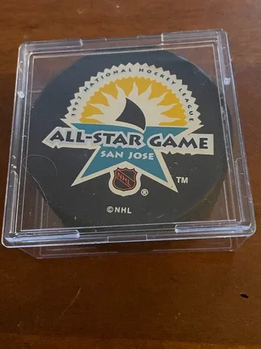 1997 NHL All-Star Game Puck w/CASE SAN JOSE SHARKS