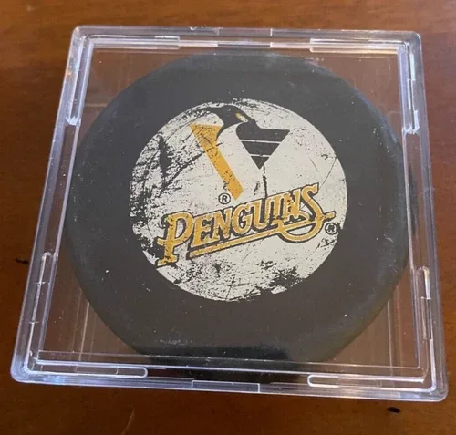VINTAGE 1990s Pittsburgh penguins NHL GAME USED PUCK