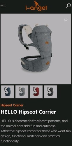 I-Angel Baby Hipseat Carrier (Hello Hipster) Gray