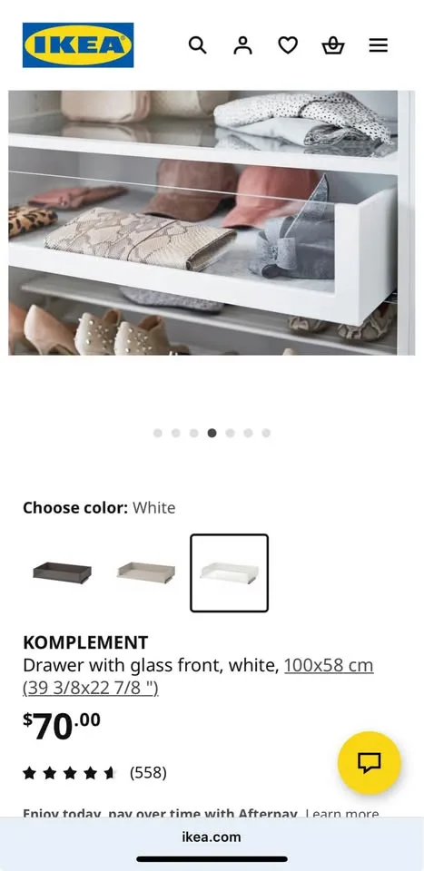 KOMPLEMENT Drawer with glass front, white, 100x58 cm image indicator(3)